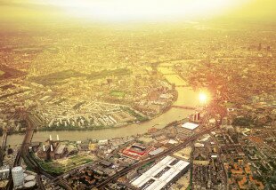 London from the air, looking East